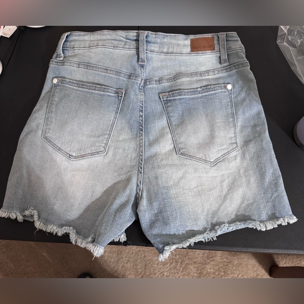 Judy Blue Naomi Braided Waist Light Wash Women's Denim Shorts High Waist Size M - Picture 2 of 13